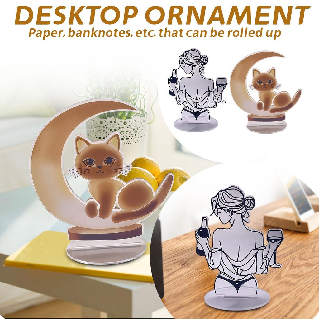 2D Flat Acrylic Cute Moon Ornament Home Decoration Desktop Ornament