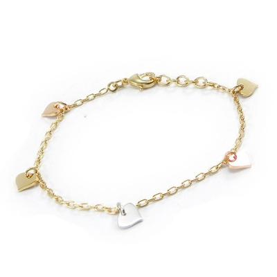 [G2460] - Tricolor 'Love' Gold Plated Bracelet