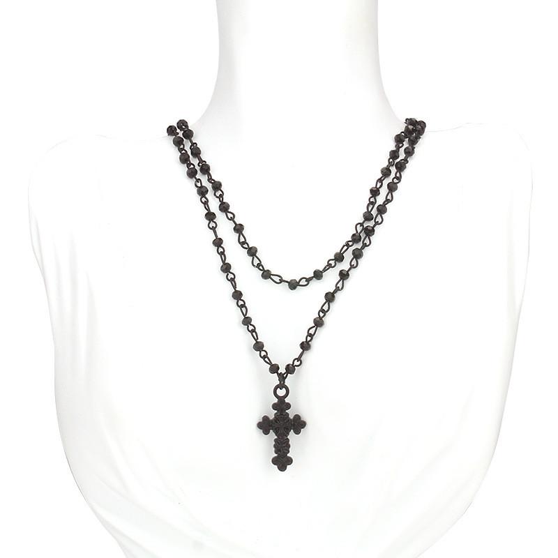 Halloween Gothic Cross Necklace With Multilayer Alloy Chain For Men Women