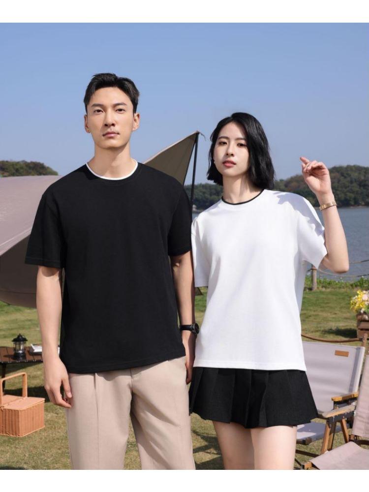 Minimalist Summer Crew Neck Tops Unisex T-shirt  Solid Color Unisex Lightweight T-shirt for Women and Men YG-247