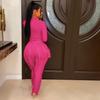 European and American Women's Tassel Lace Jumpsuit Set - Solid Color Sportswear, Autumn/Winter 