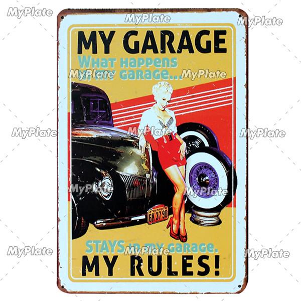 Garage Metal Sign Vintage Plaque OilGas Tin Sign Wall Decor For Man Cave Plate Crafts Art Poster Racing Car Custom