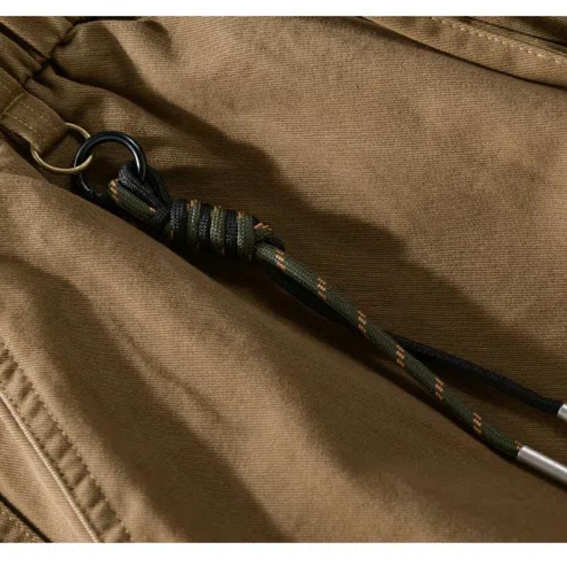 American Cargo Pants Autumn Pure Cotton Comfortable Casual Men Pants Elastic Waist Black Ankle Tied Pant Vintage Men Trousers