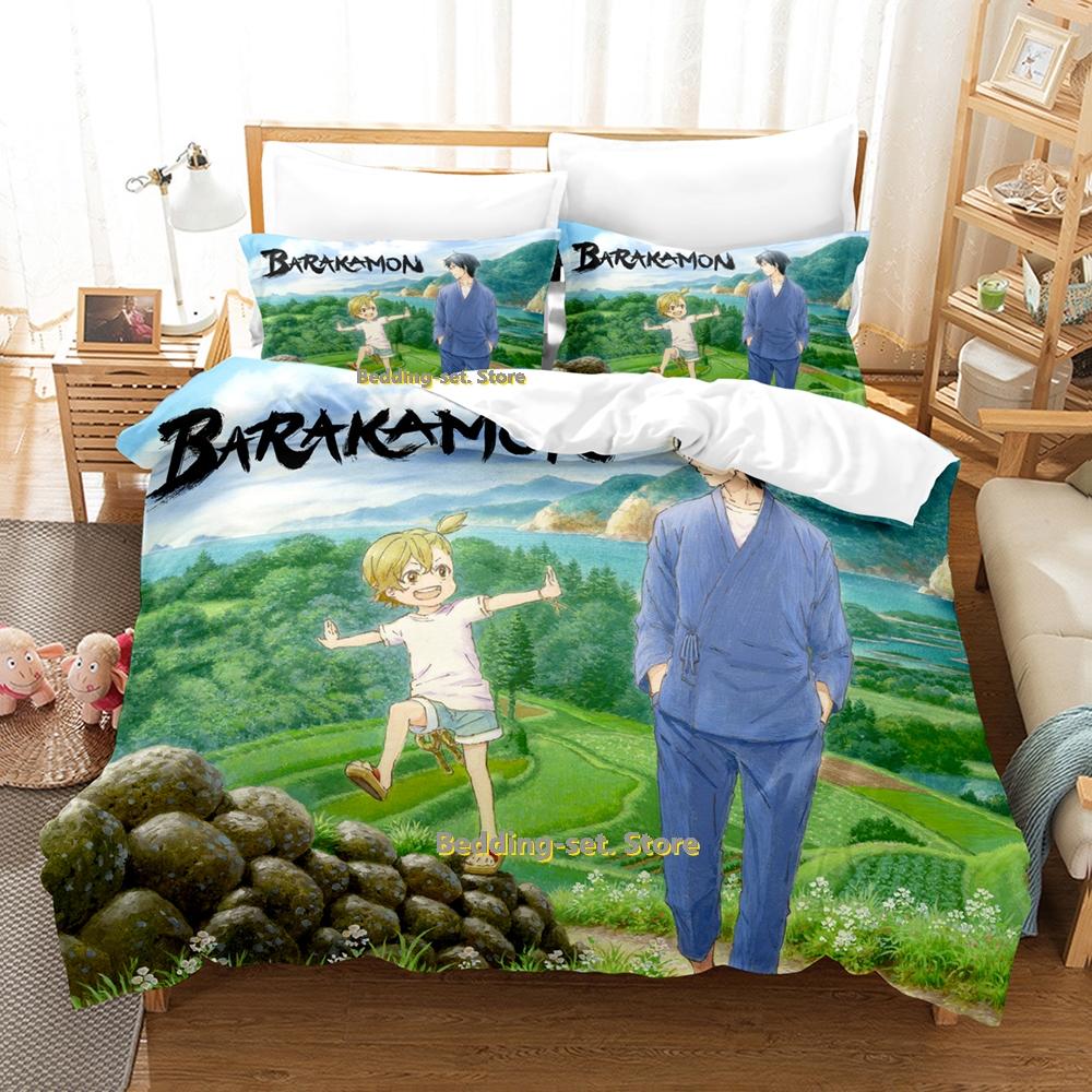 

New Barakamon Bedding Set Single Twin Full Queen King Size Bed Set Adult Kid Bedroom Duvetcover Sets 3D Anime Bed Sheet Se EU Single(135*200cm)3pcs