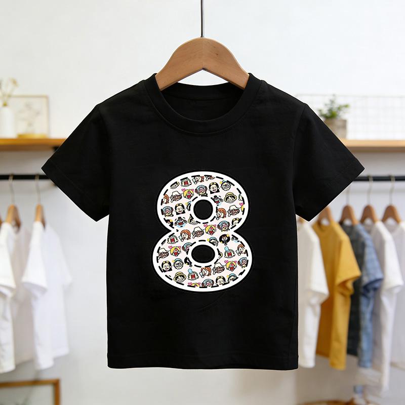 One Piece Summer Digital 19 Printed Childrens Short Sleeve Cute Casual TShirt Suitable for Boys and Girls Great for Gifting