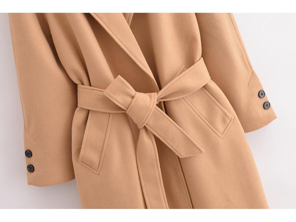 2024 Autumn Women's European & American Style Belted Long Coat
