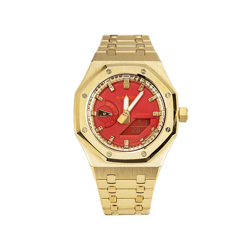 

CASIO Unisex Liquid Crystal/Analog Dual Display Series 44.5mm Red Watch GA-2100-4A(Team788--2) Red