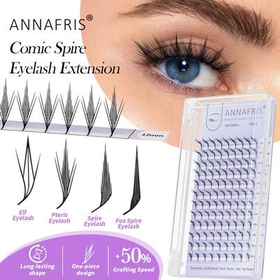 LU/M Curl Comic Spire Lashes Premade Fans Feather Lashes Anime Effect Soft Plume Shape Fluttering Eyelash Extensions