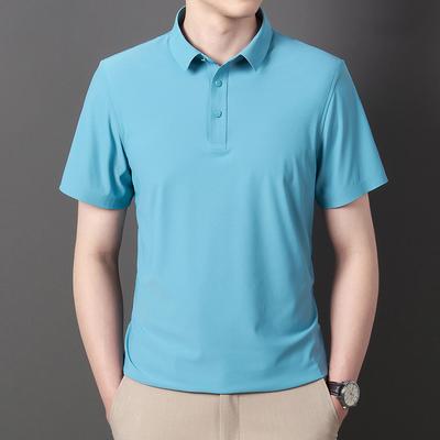 Short Sleeve T-Shirt Men'S Business Lapel Polo Shirt Solid Color Casual Half Sleeve T-Shirt Men'S