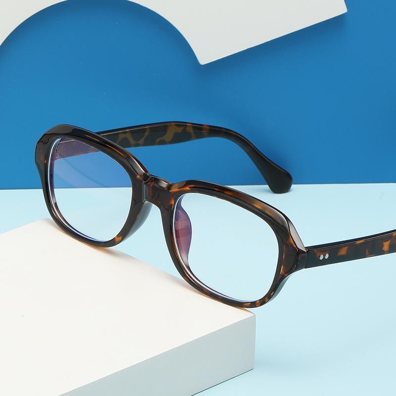 66016 New Anti-Blue Flat Mirror 2024 Oval Plain Makeup Thin Glasses Frame Internet Celebrity Street Shot Glasses