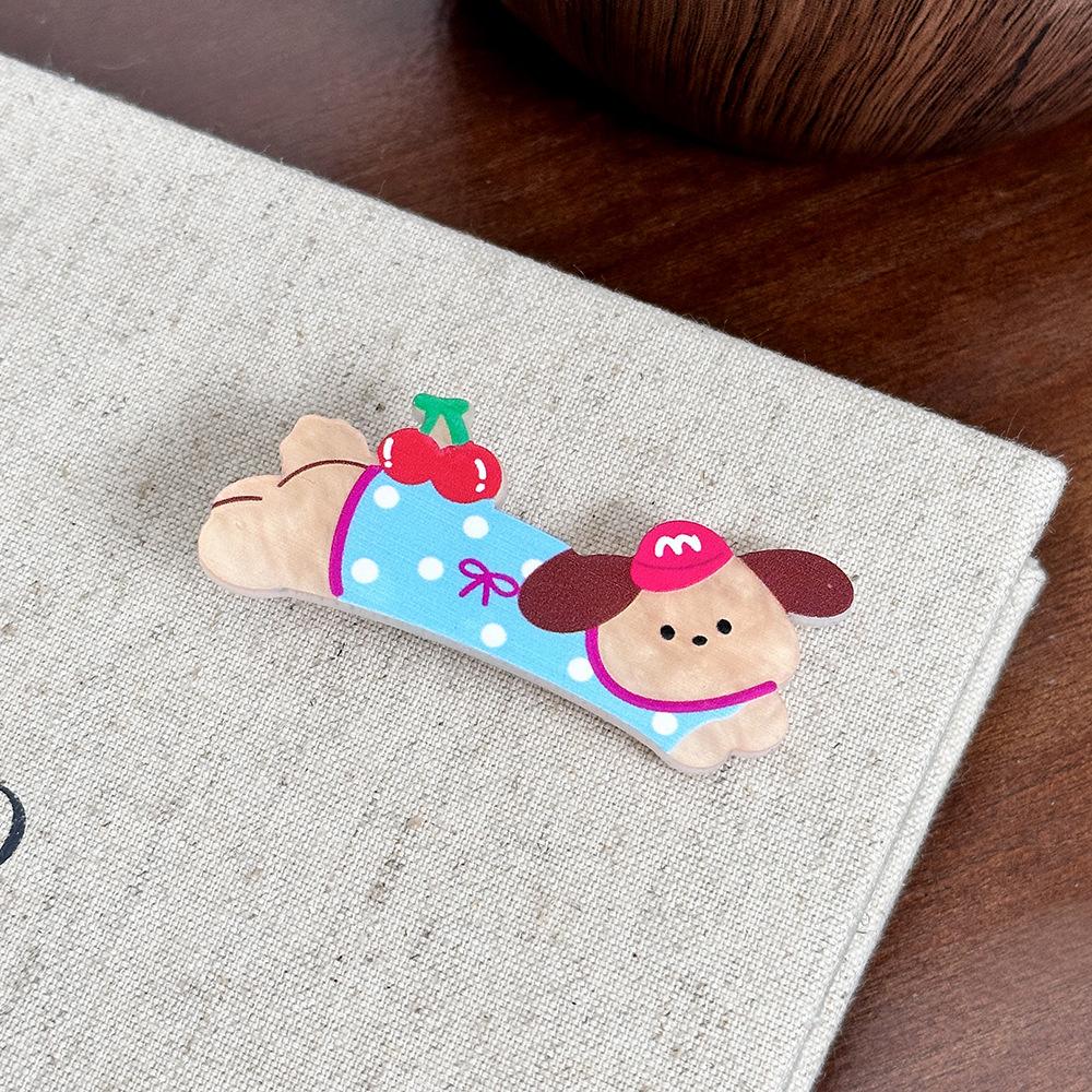 New Acrylic Dog Hairpin - Sweet and Cute Girl's Side Parting Hair Clip with Cartoon Hair Accessory