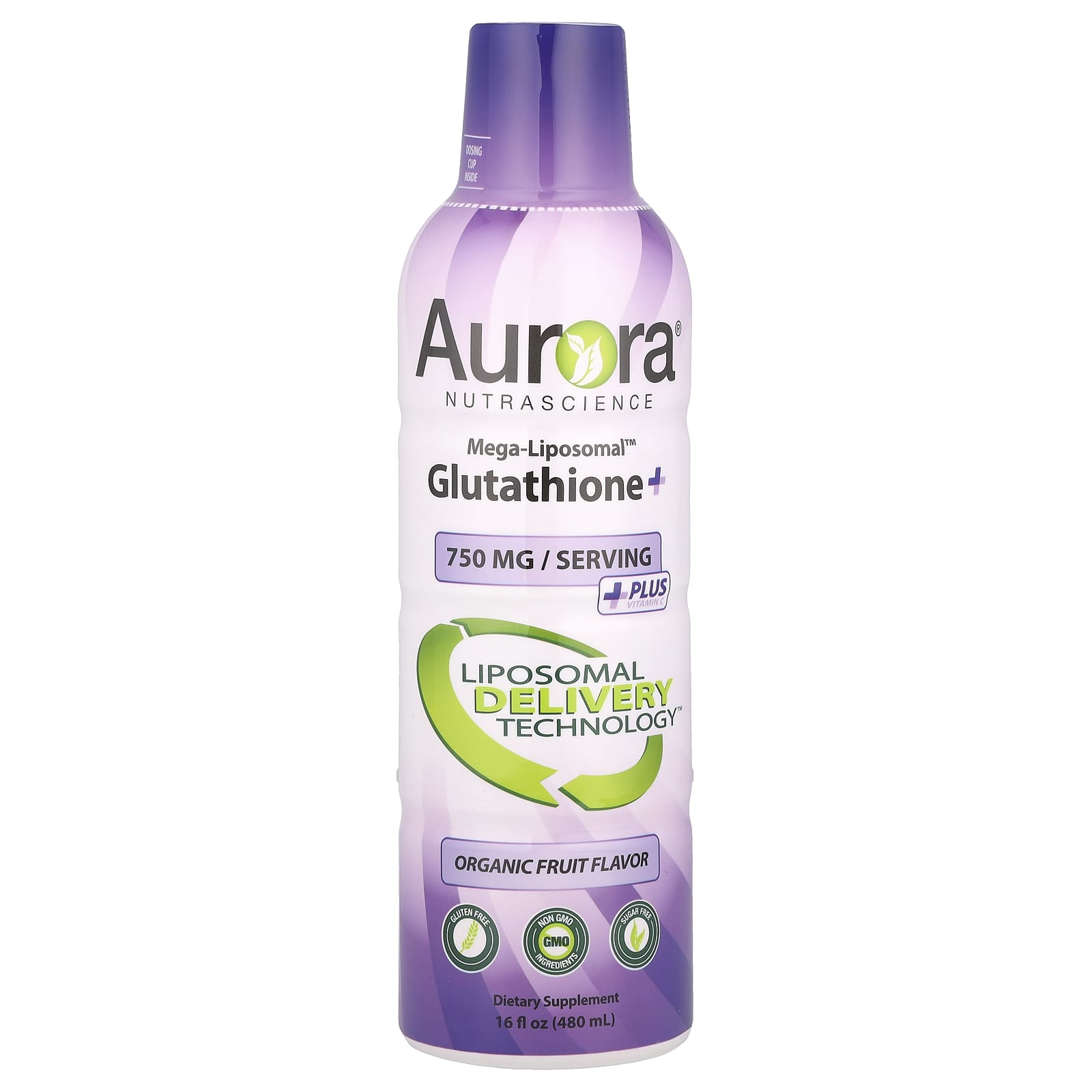 

Aurora Nutrascience, Mega-Liposomal™ Glutathione+, з вітаміном С, органічний фруктовий смак, 750 мг, 16 рідких унцій (480 мл)