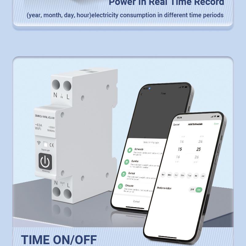 Întrerupător inteligent WiFi Tuya: Telecomandă, Temporizare, Măsurare, Protecție la supracurent/supratensiune, Alarmă și Întrerupător de aer.