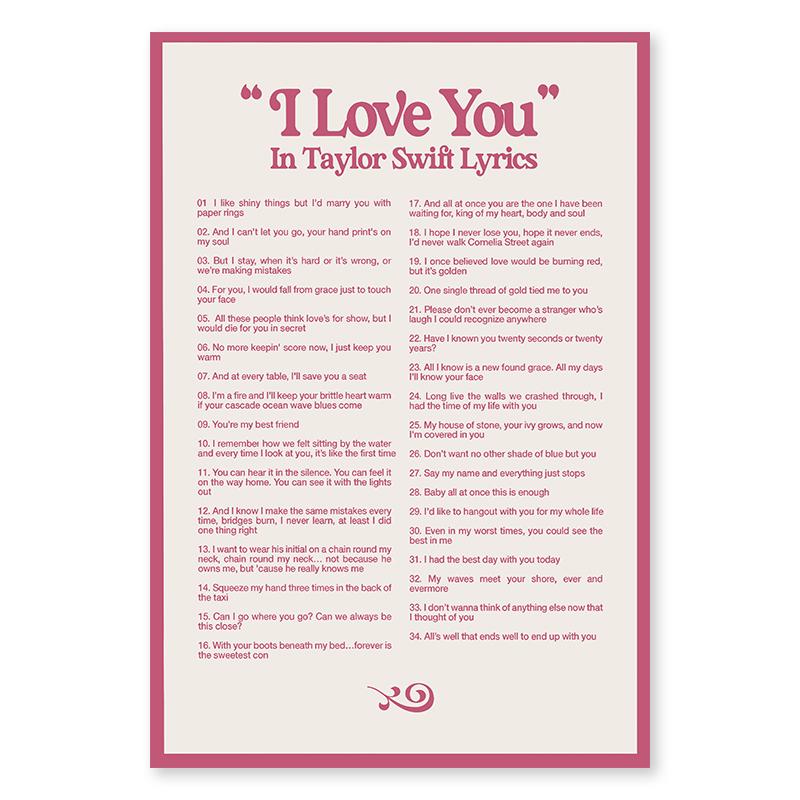 

Я люблю тебя в Тейлор-Свифтс, тексты песен, плакаты, ретро-певица, музыкальные цитаты, холст, живопись и картина, настенное искусство для спальни, домашний декор 21x30cm No Framed