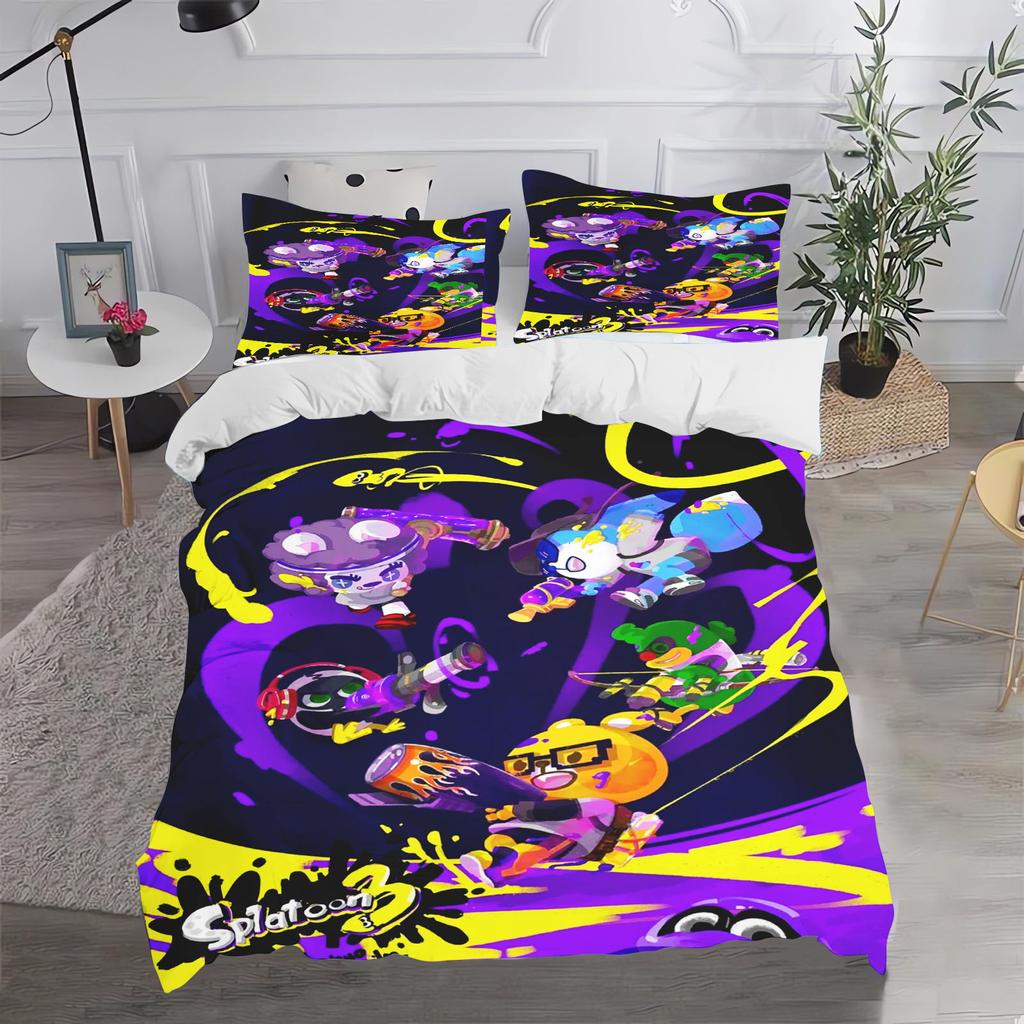 Game Splatoon  Anime 100% Polyester Bedding Set Duvet Cover Set Printed Cartoon Home Decor