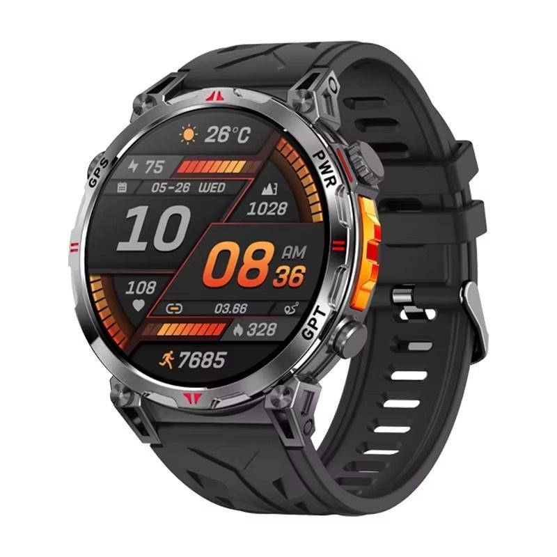 KC93 Men Smart Watch 1.56inch AMOLED GPS Positioning Outdoors Sports Fitness Tracker Bluetooth Calling Large Battery Smartwatch