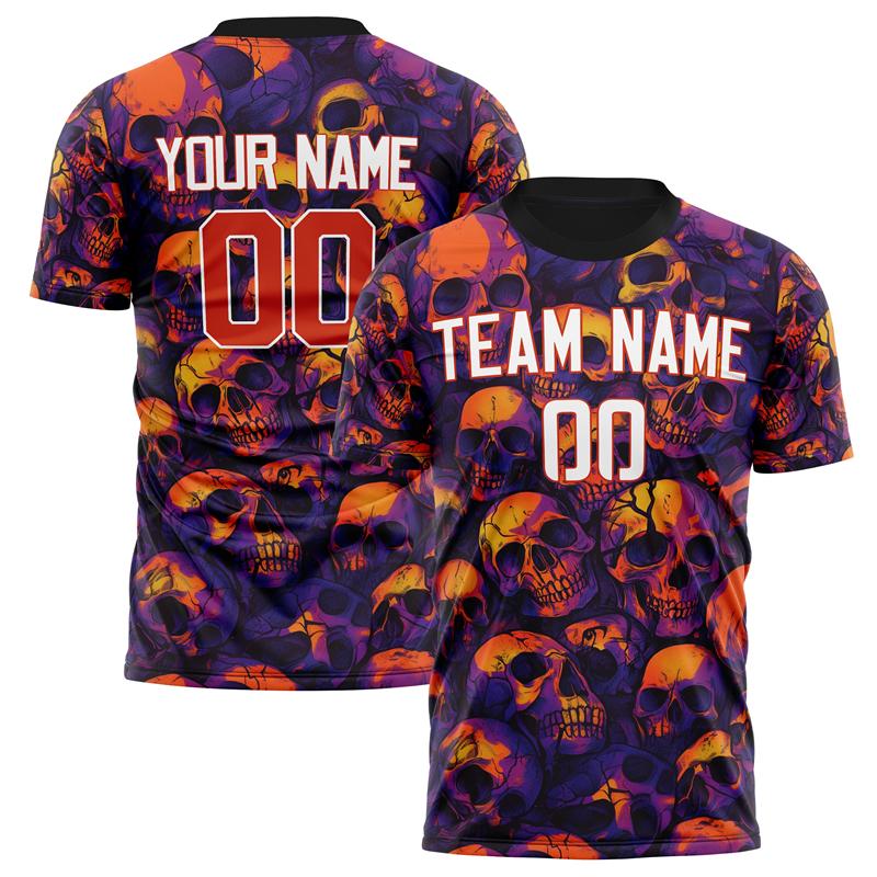 Customized Team Name Number Name Football T-shirts Custom DIY Skull Graphic Sports T Shirt Loose Quick Dry Team Uniforms Tops S