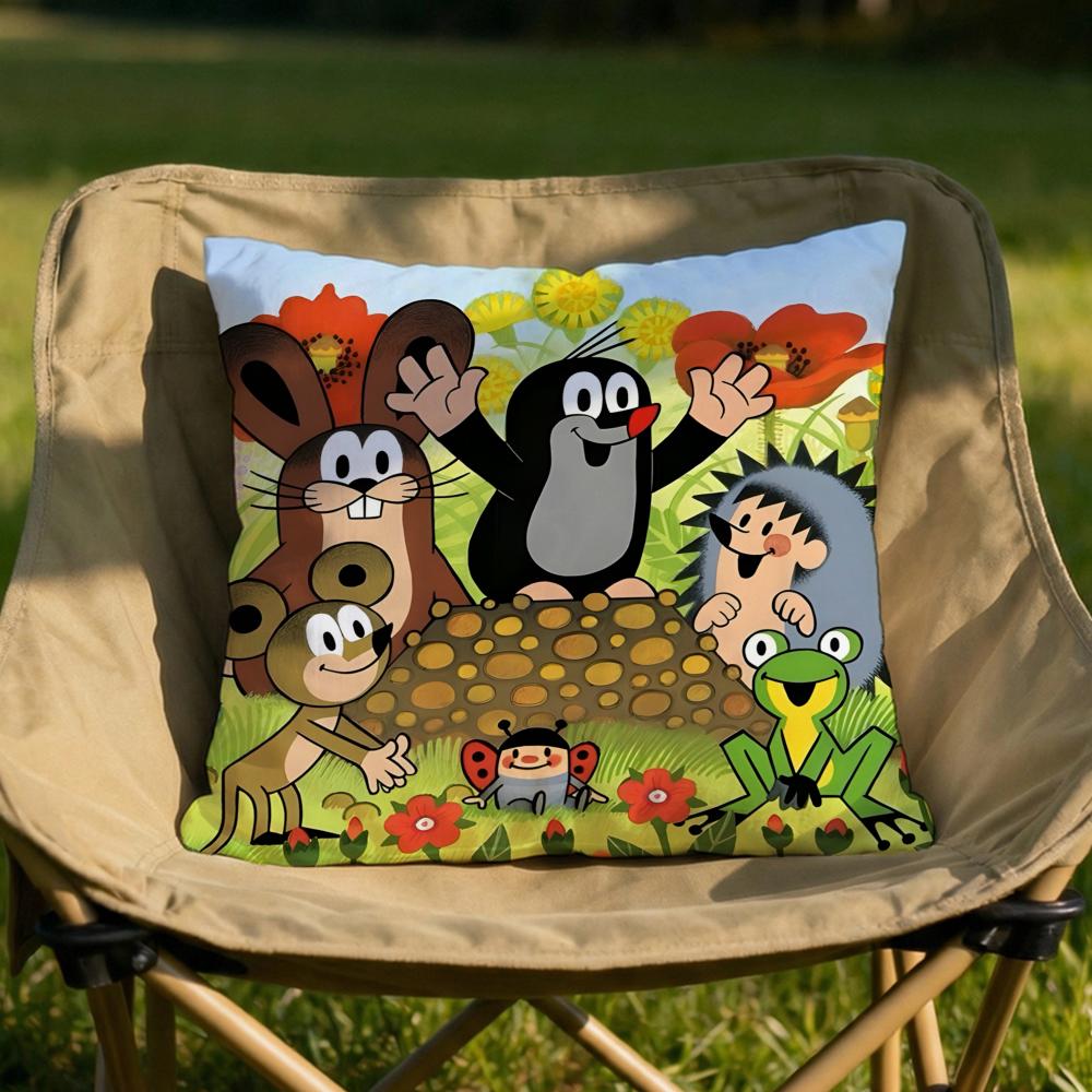 Character LLittle Mole Cushion Cover Soft Reversible Durable Pillow Cover MultiScene Use for Home Car Daily Comfort