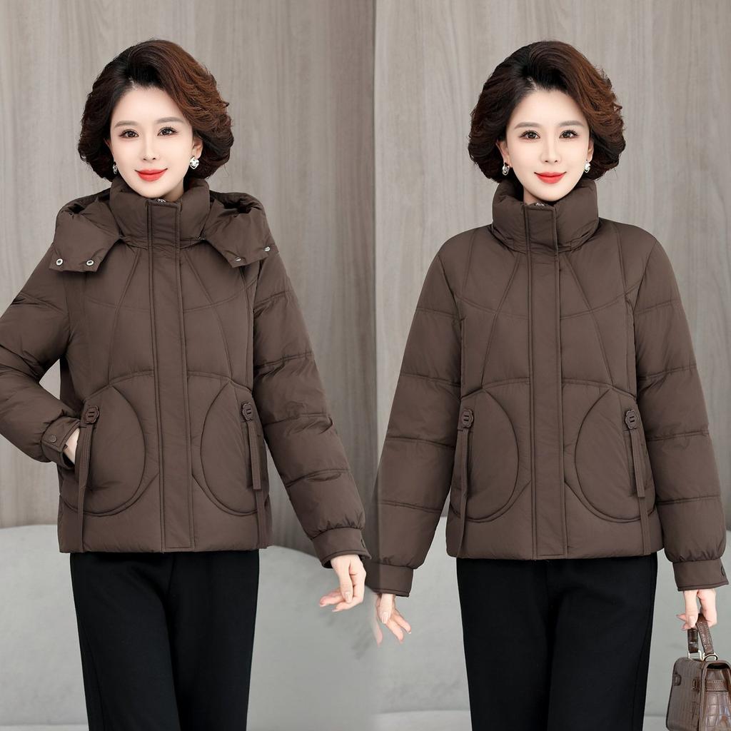 Winter Down Cotton Coat for Women Plus Size Short Padded Jacket Mom Outerwear New