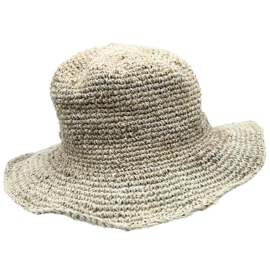 Boho Hat Hand Knit Hemp and Cotton Natural