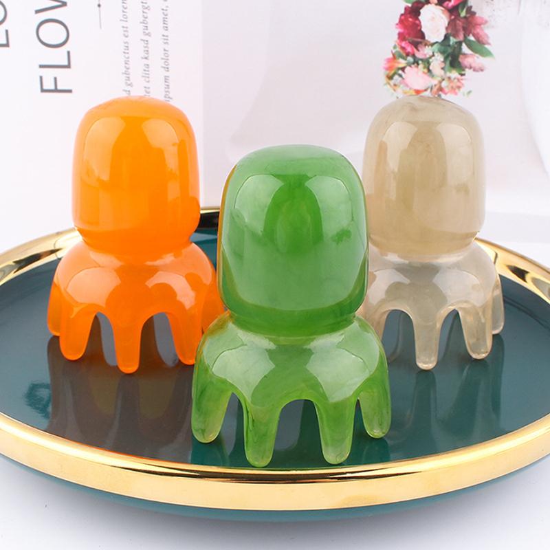 Head Octopus Comb Resin Meridian Acupoint Scraping Scalp Stick For Face Body Massage Brush Acupuncture SPA Gua Sha Beauty Tools