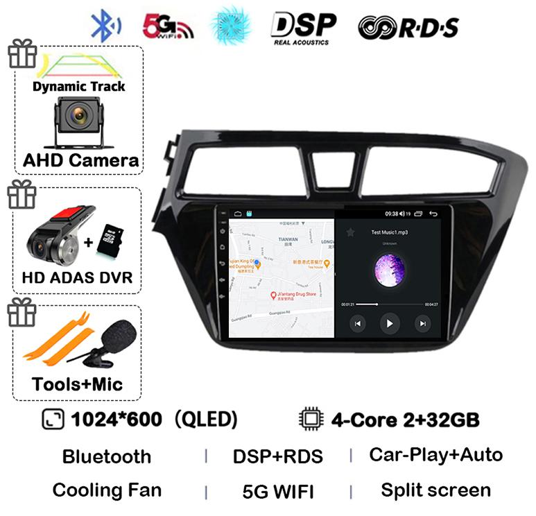 Android 14 Carplay Auto WIFI+4G For Hyundai I20 LHD 2015 2016 2017 2018 Car Radio Car Multimedia Player Stereo GPS NO 2 Din DVD