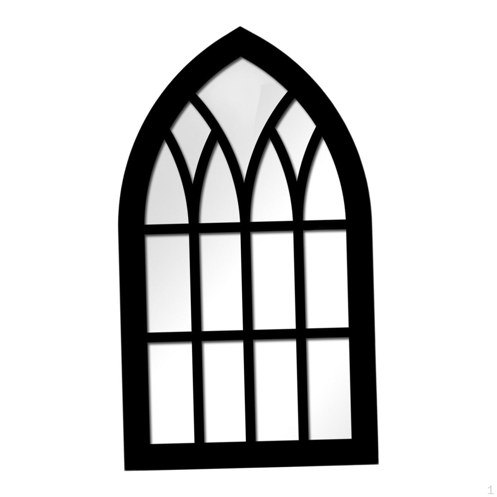 

Arched Mirror Decorative Windowpane Arch Rustic Wood Acrylic Minimalist Wall Art Unique Style B