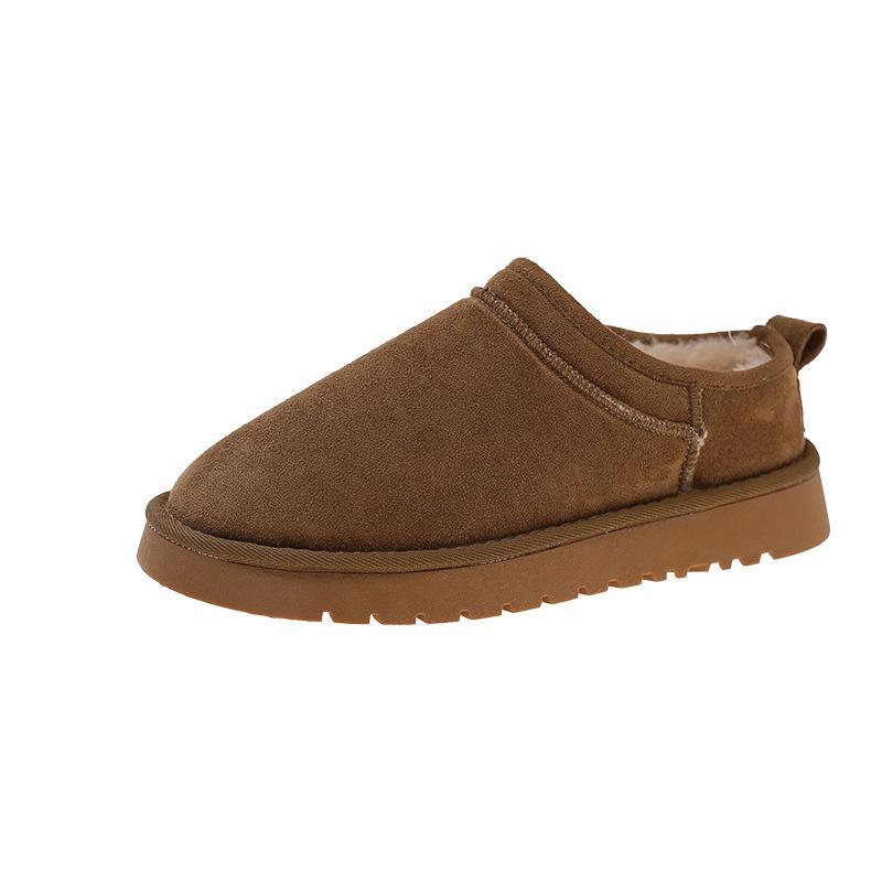 Star Super Mini Slope Mouth Thick-soled Short Snow Boots Women's Low-top Suede Fleece Non-slip Women's Shoes