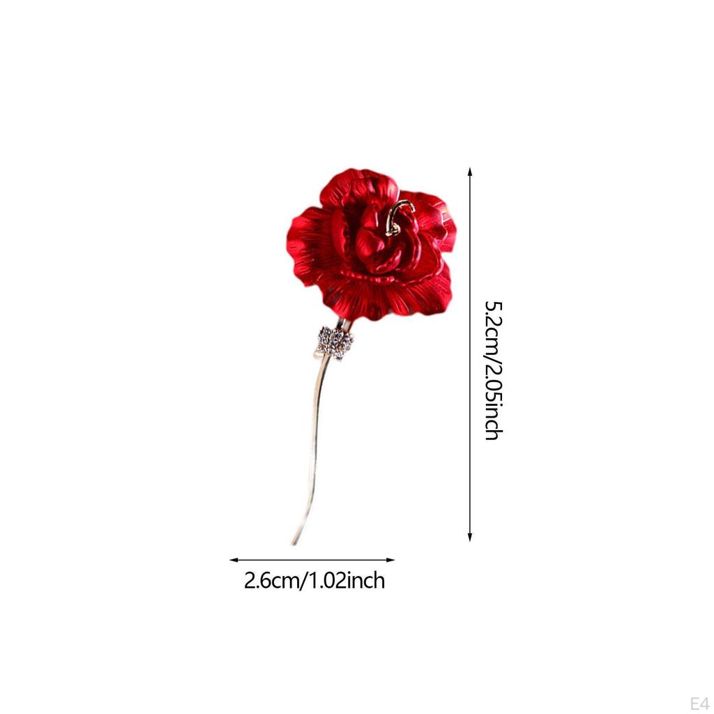 Rose Flower Brooch Pin Alloy Valentines Day for Hat Birthday Clothing