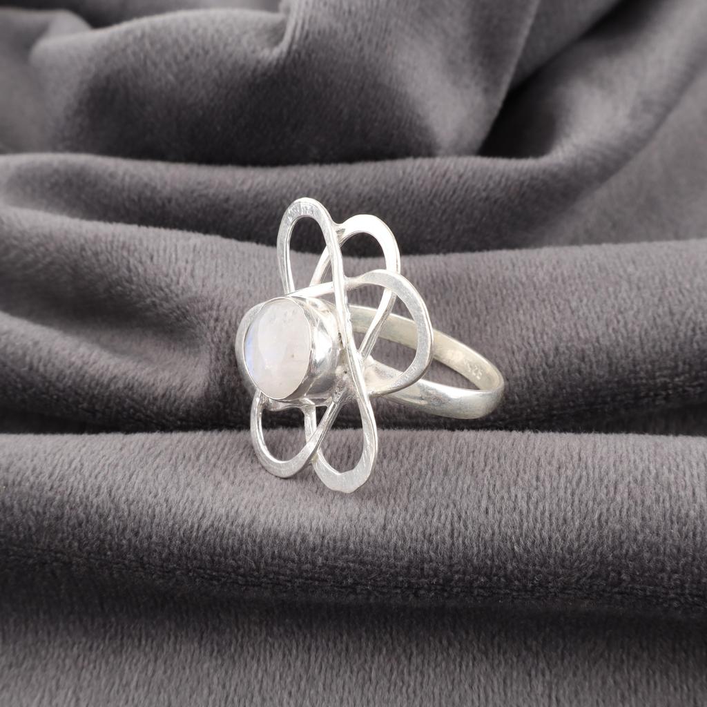 Rainbow Moonstone Gemstone Jewelry, 925 Sterling Silver Ring, Handmade Beauteous Silver Jewelry, Moonstone Designer Ring For Gift