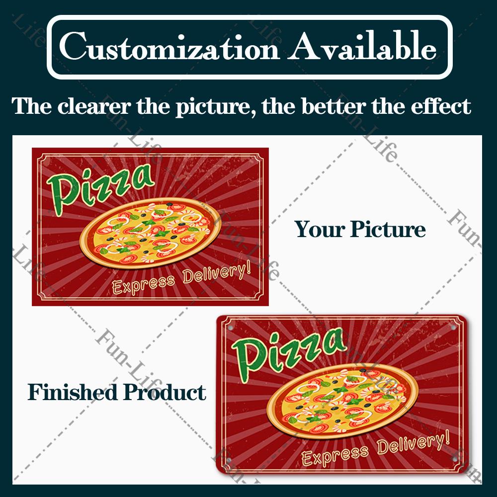 Pizza Dessert Metal Poster Food Tin Sign Plaque Metal Restaurant Vintage Wall Decor for Bar Club Metal Signs 20x30cm