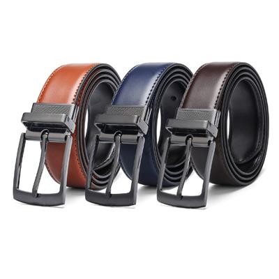 Men's Business Belt Rotating Needle Buckle Belt Cowhide Casual Versatile Double-sided Leather Men's Belt