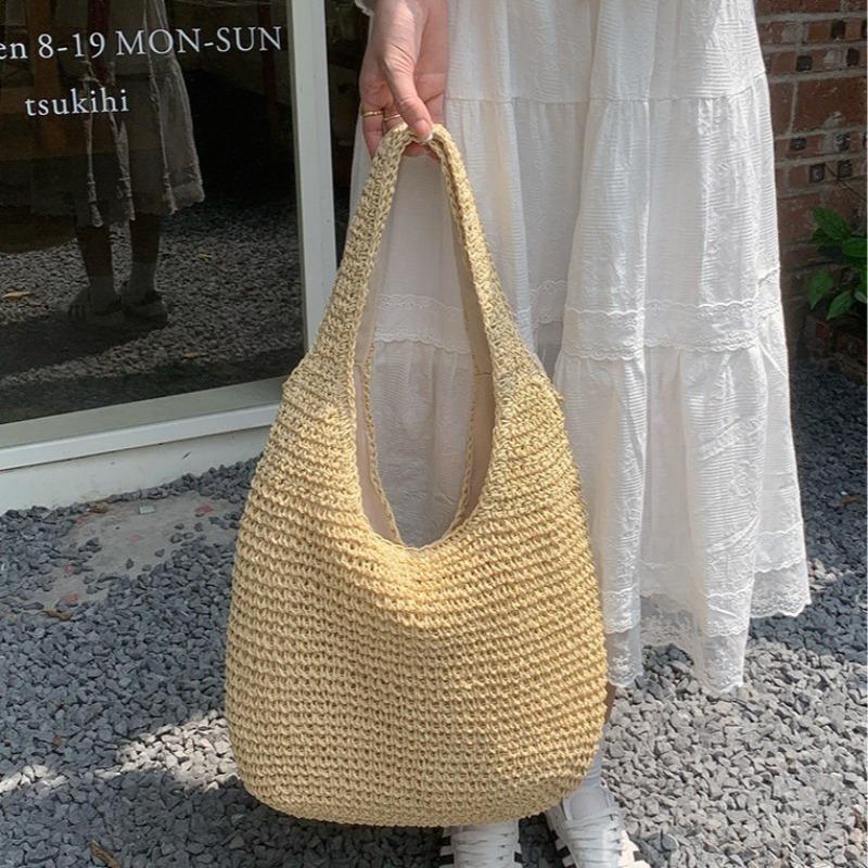 2026 New Fashi Vacati Straw Bag, Large Beach Shoulder Bag, Tote Bag, Large Capacity Casual Handwoven Handbag