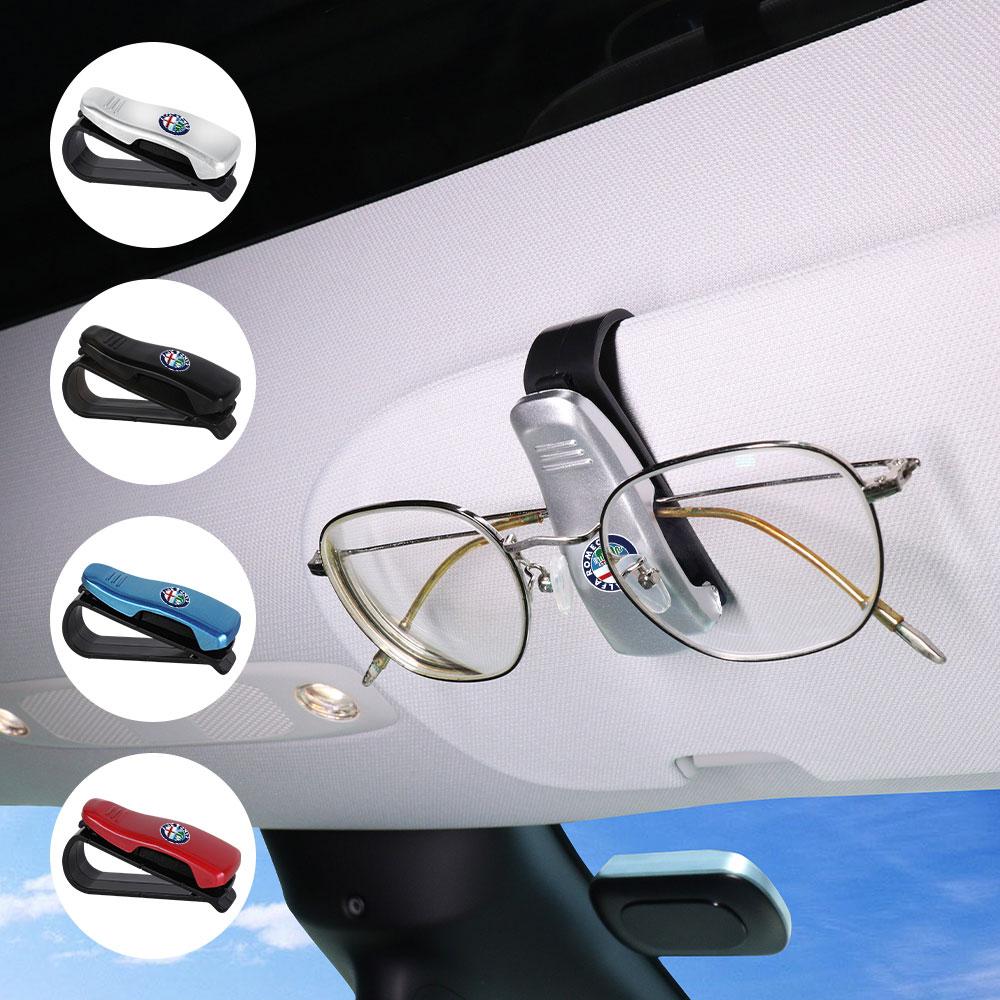 2pcs Car Sun Visor Glasses Clips Sunglasses Card Holder Accessories For Alfa Romeo Stelvio Giulia Giulietta 159 147 MiTo valve wzvc44