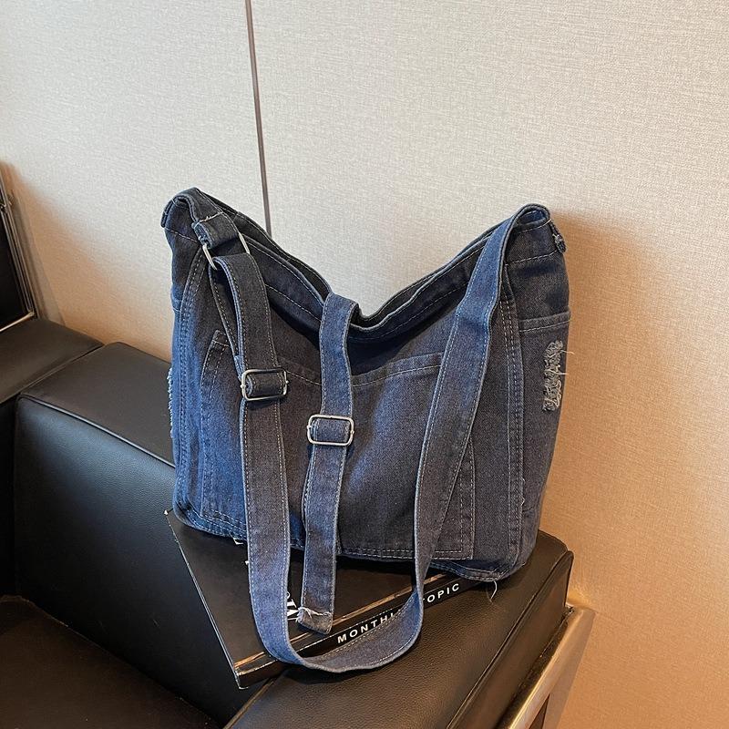 Spring New Denim Shoulder Bag Women's Messenger Bag Old Denim Messenger Bag Retro