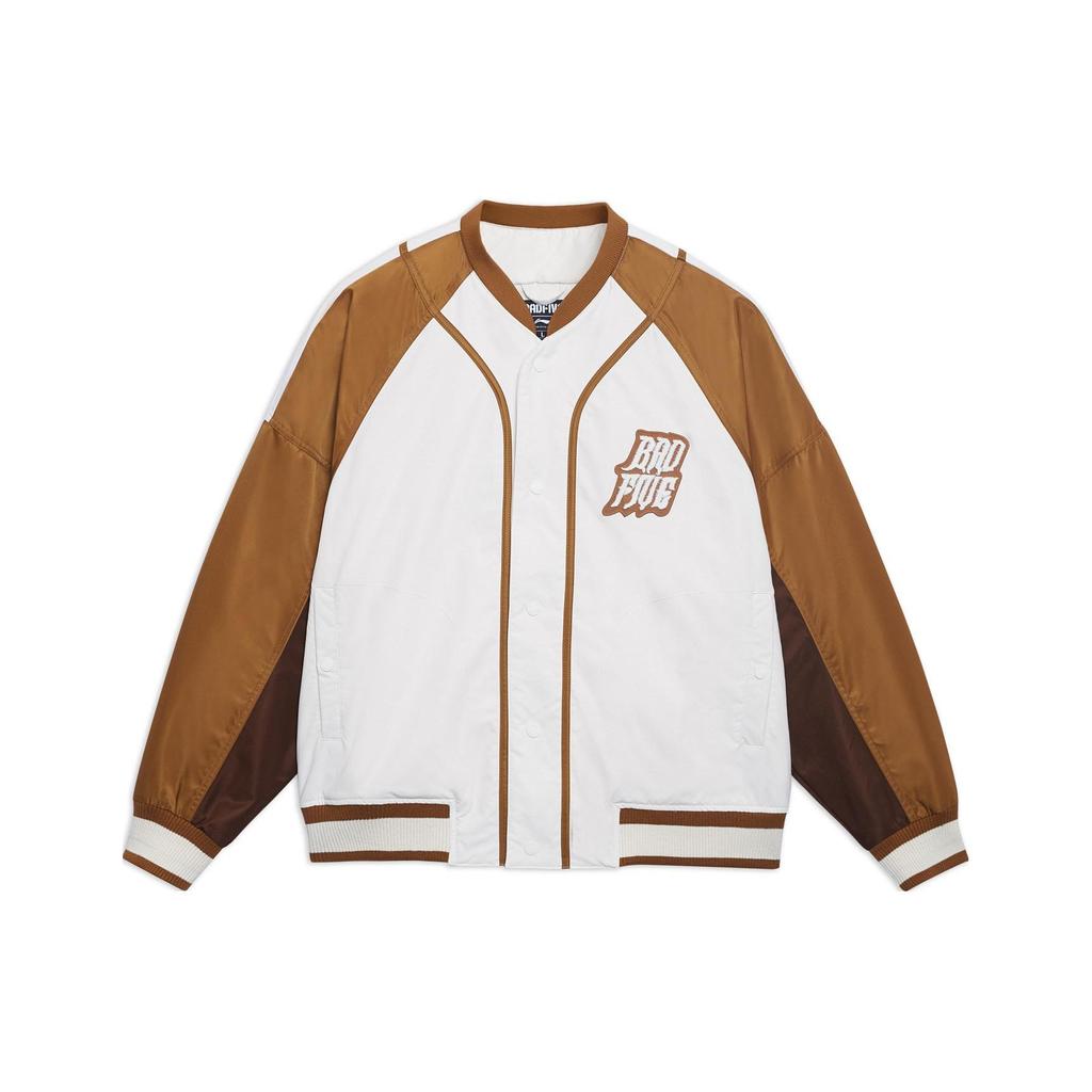 Li Ning Badfive Basketball Series Color Block Letter Sports Jacket Men Jacket Off-White AJMT299-1