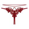 French Aesthetic Embroidered Sexy Panties Female Interest Hollow Interwoven Diamond Jewelry Temptation Open Crotch Free Hot Thong