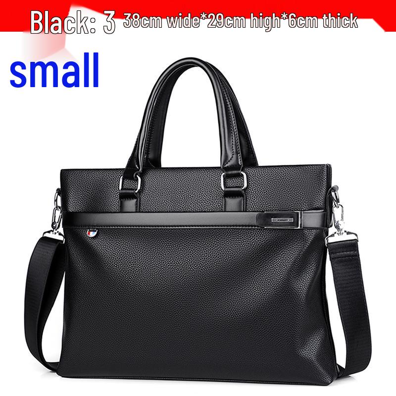 Men's Large Capacity Soft Leather Business Briefcase - A4 Shoulder and Crossbody Computer Bag