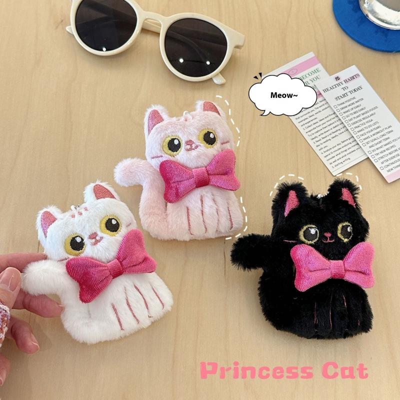 Cartoon Cute Big Eyed Cat Plush Keychain Kawaii Cat Doll Pendant Car Key Ring Charm Backpack Decoration Accessories Gifts