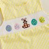 Baby Boys Girls Easter Jumpsuit Sleeveless Crewneck Egg Bunny Embroidery Plaid Tank Romper