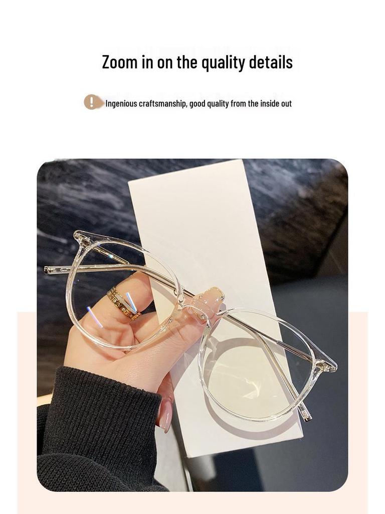 Ultra-Light Korean Style Women’s Eyeglass Frames with Myopia Prescription Option & Anti-Blue Light, Cold Tea Color Trend.