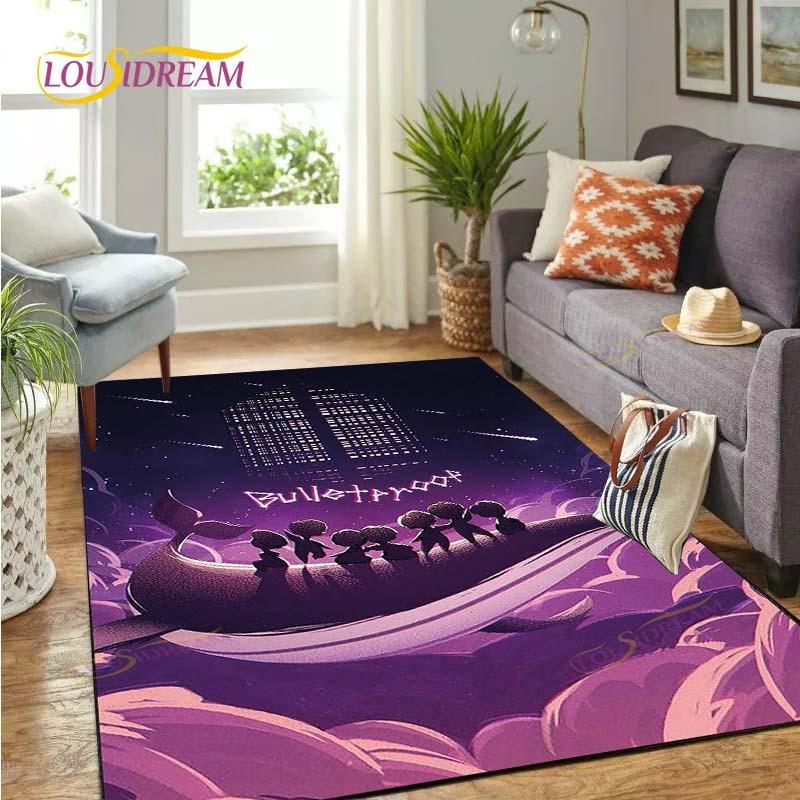 Alfombra de Área Más Nueva de Kpop Bangtan Boys BTS Alfombrilla de Piso para Juegos Infantiles Alfombra Decorativa Más Nueva con Patrón 3D para Sala de Estar