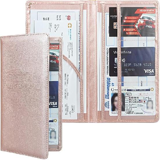 Car Registration And Urance Holder, Premium Leather Urance And Registration Holder,Vehicle Glove Box Car Organizer, With Magnetic Shut For Cards,