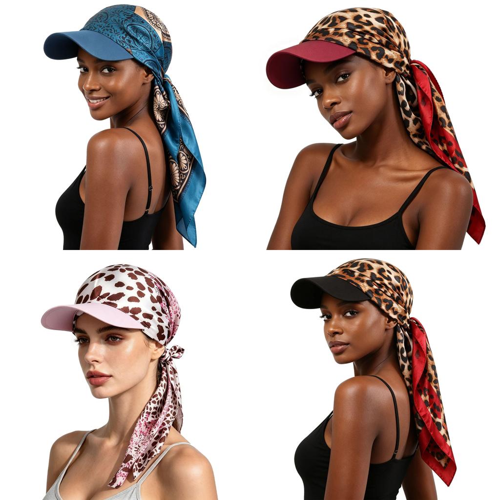 Fashion Print Silk Scarf Headwear With Sun Protection For Outdoor Activities