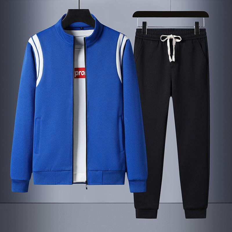 Plus Size Sports Suit Men's Spring Cardigan Sweater Casual Two-piece Set