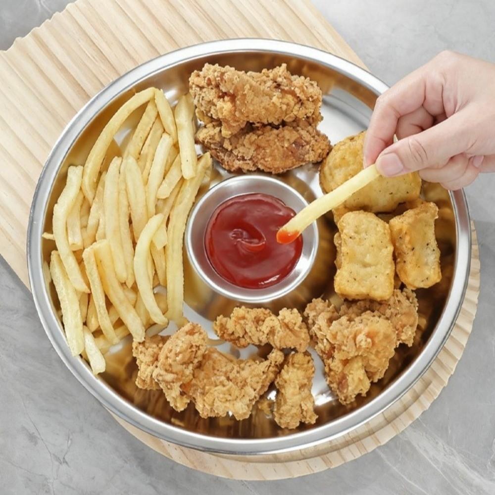 Drop-proof Dumpling Plate Circular Shape Food Serving Tray Kitchen Gadgets French Fries Plate  Bar