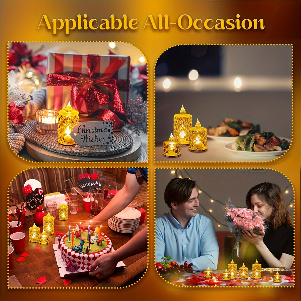 3PCS Flameless LED Light Candle LED Crystal Candle Light Electronic Night Lamp Dating Party Holiday Home Wedding Decoration