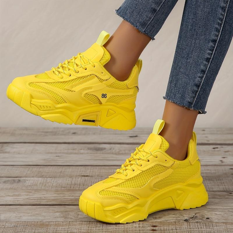 2025 Candy Color Mesh Pop Shoes Women's Thick Bottom Casual Sneakers Hundred Soft Bottom Breathable Running Shoes