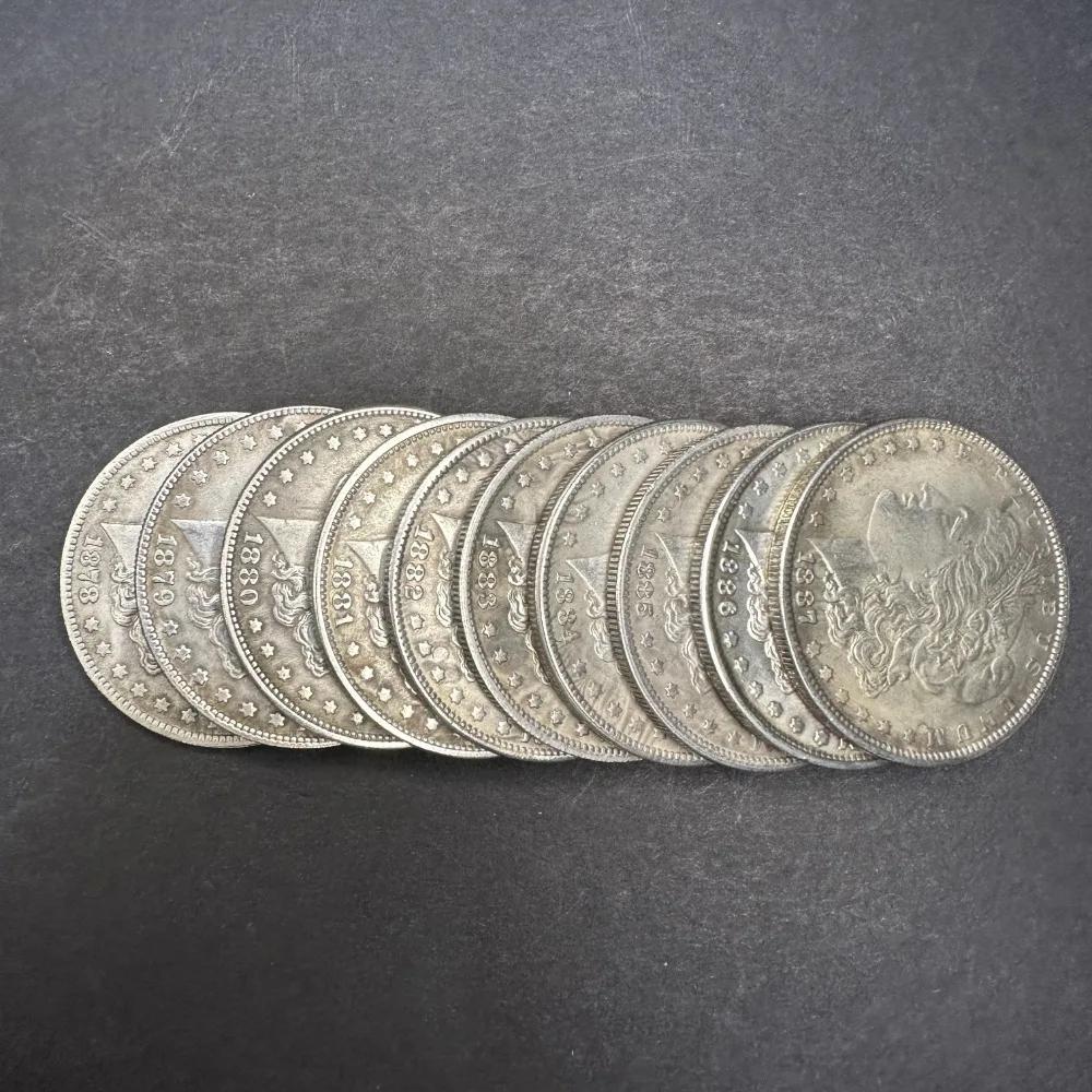 10 Stück Vintage 1878–1887 USA für MORGAN-Replikamünzen – perfekt für Sammler, Spielpartys und zum Basteln von DIY-Schmuck.