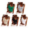 Women Vest Sling Sleeveless Ribbed Tops Pure Color Backless Lace Trim Large Neckline Knitting Tops Daily Wear